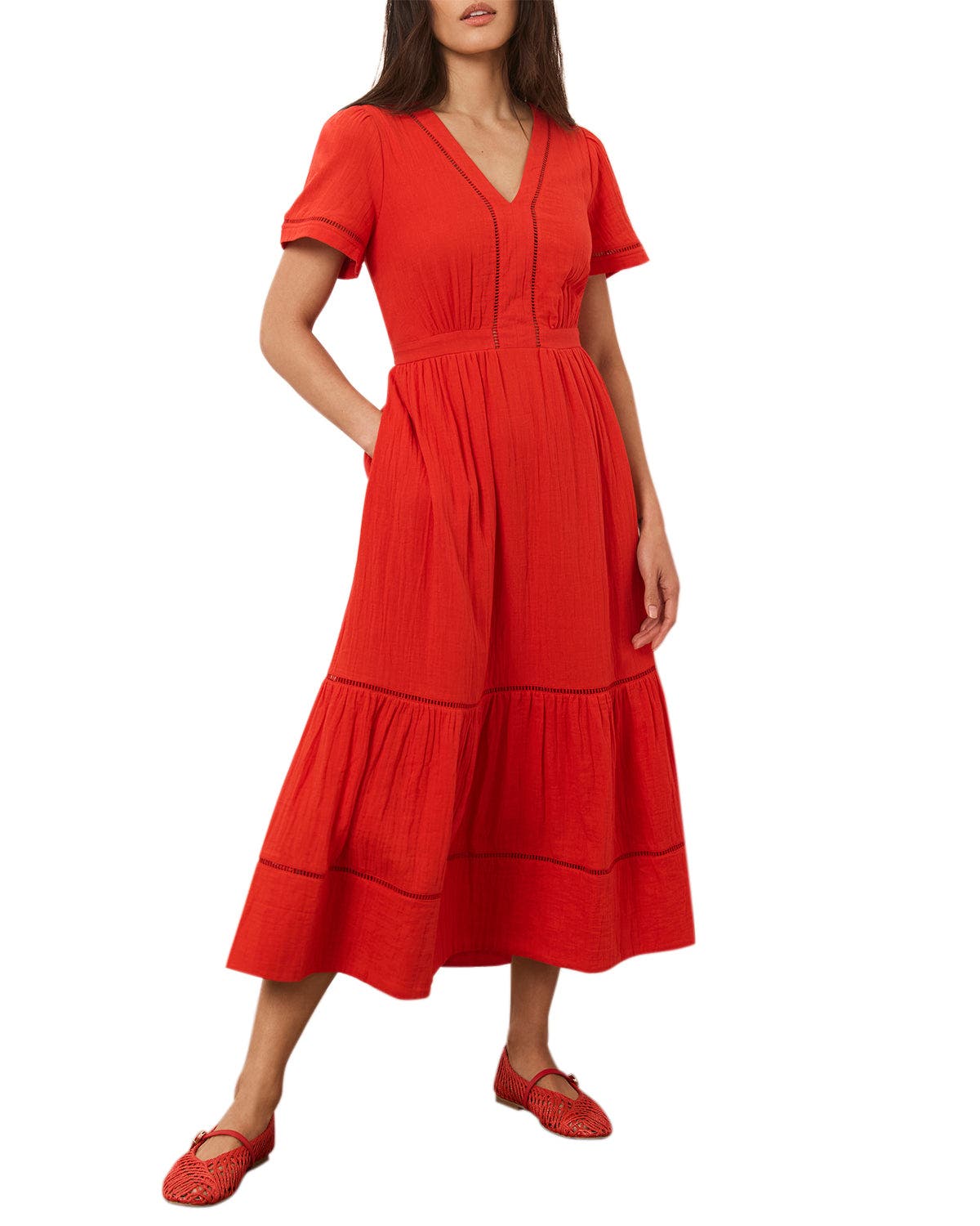 cotton cheesecloth dresses Womens Hush Watermelon Red Maeve Cotton Cheesecloth Shirt Dress S (US 4-6)