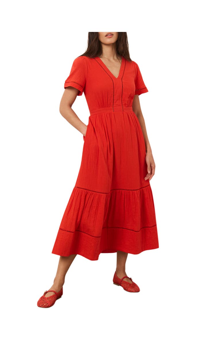 MINT VELVET Cotton Cheesecloth Midi Dress, Alternate, color, Red