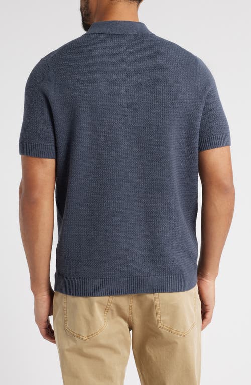 Treasure & Bond Textured Linen & Cotton Polo Sweater In Navy India Ink