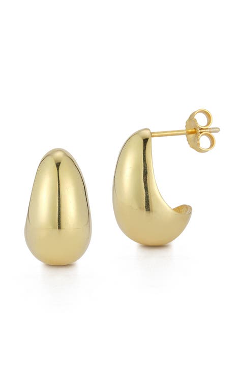 Tapered Dome Hoop Earrings