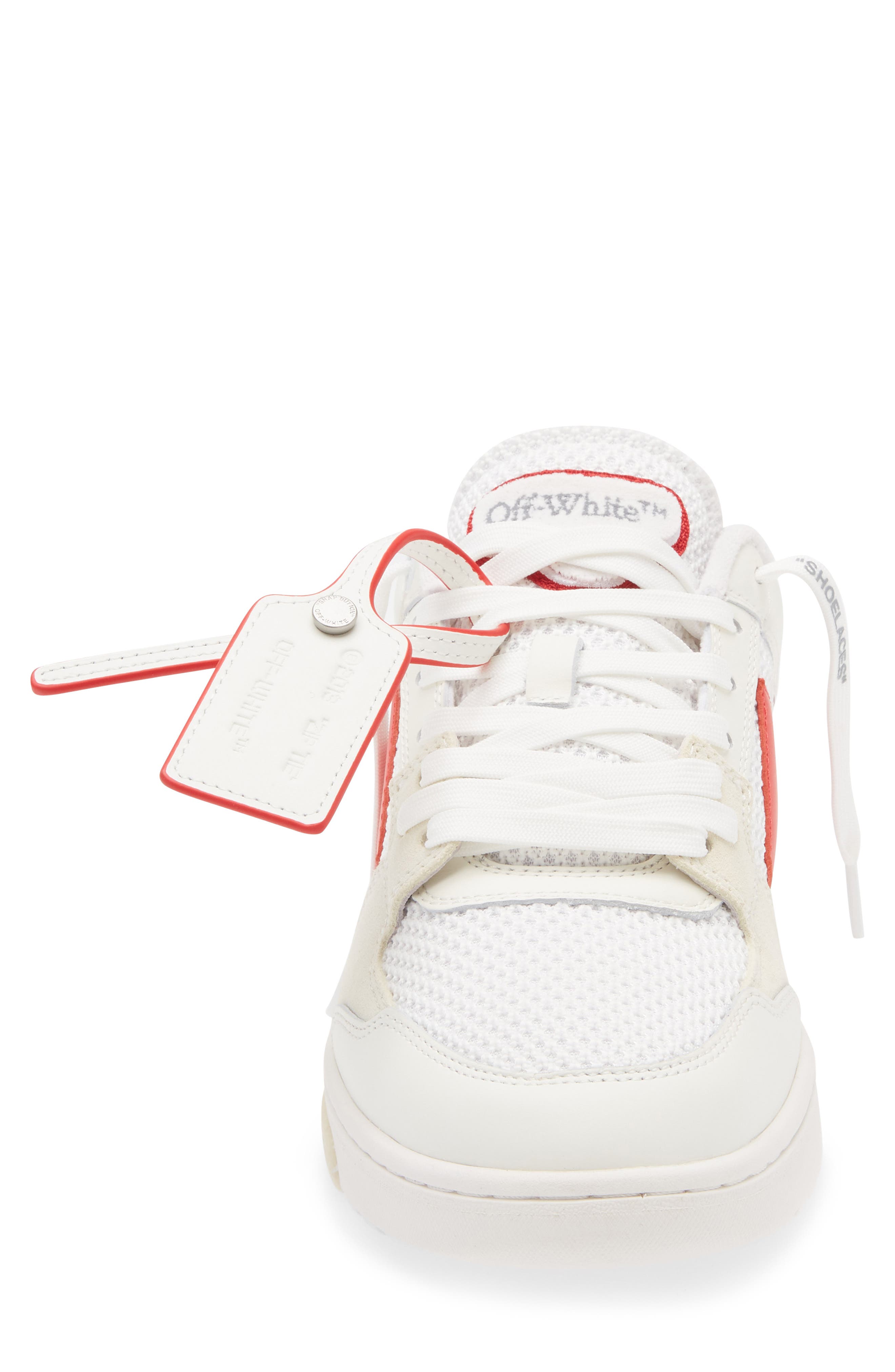 Off-White Slim Out of Office Sneaker, Alternate, color, White - Red