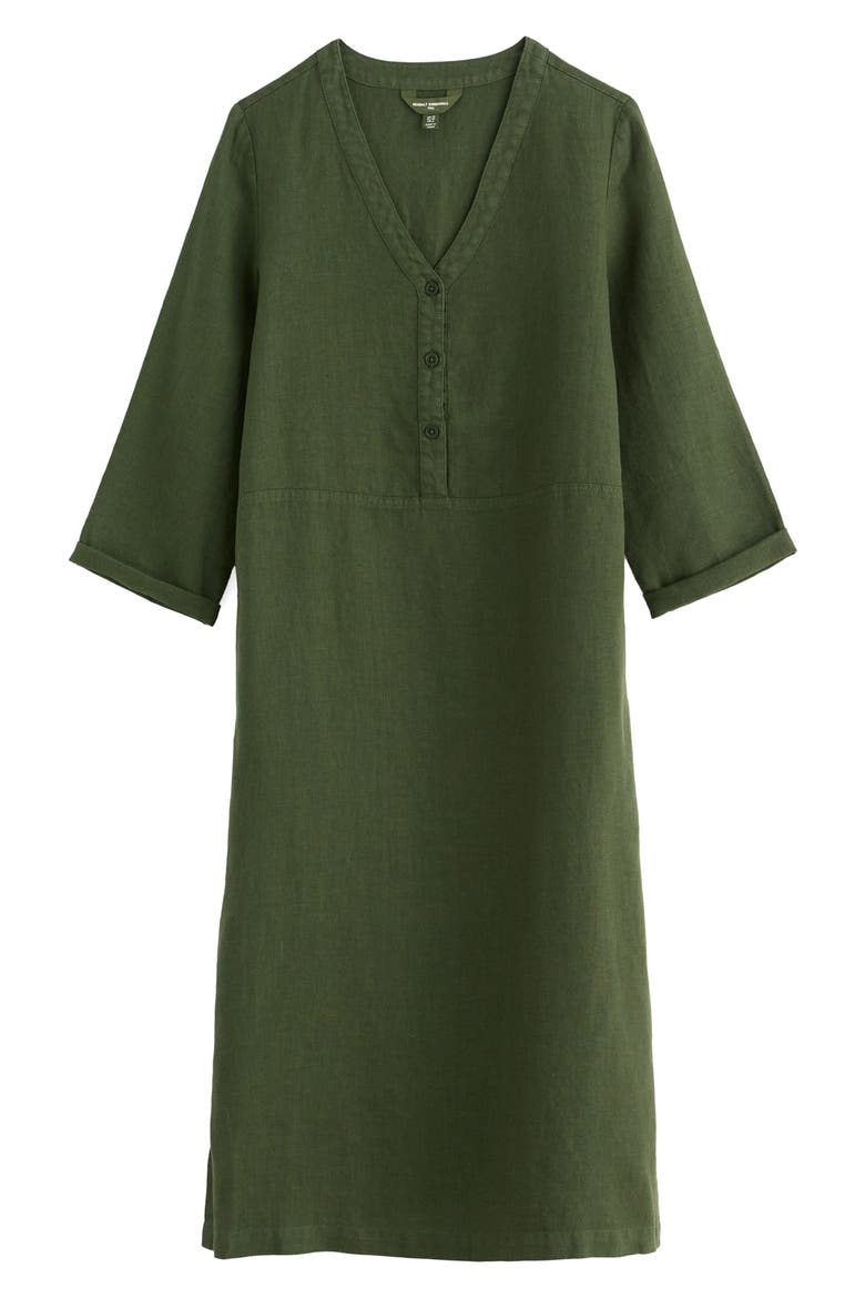 Dew Drop Long Sleeve Linen Midi Dress, Alternate, color, HOSTA