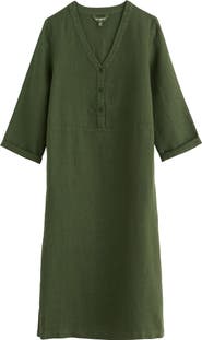 Seasalt Cornwall Dew Drop Long Sleeve Linen Midi Dress