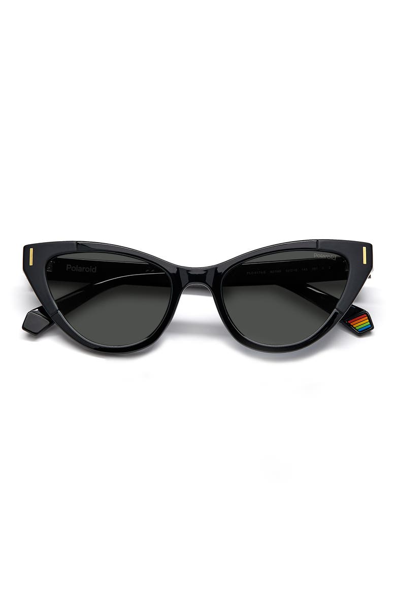52mm Polarized Cat Eye Sunglasses, Alternate, color, BLACK / GRAY POLARIZED