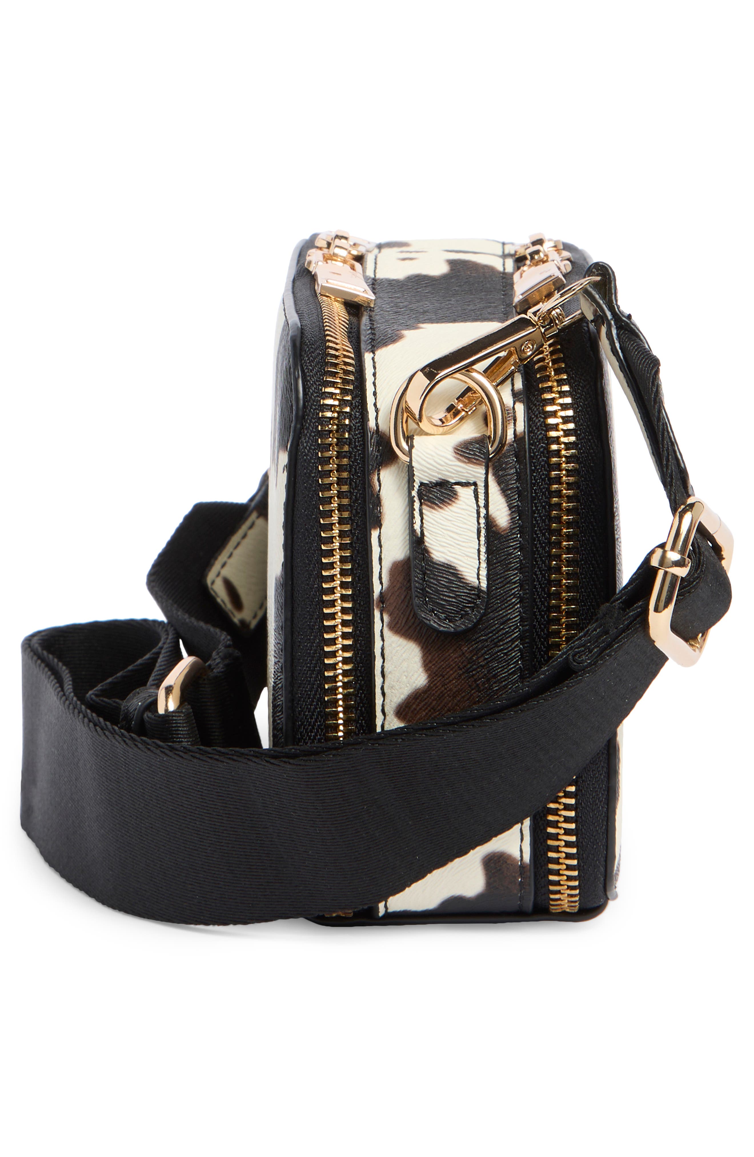 URBAN EXPRESSIONS HANDBAGS Cow Print Crossbody Bag, Alternate, color, Black White Cow