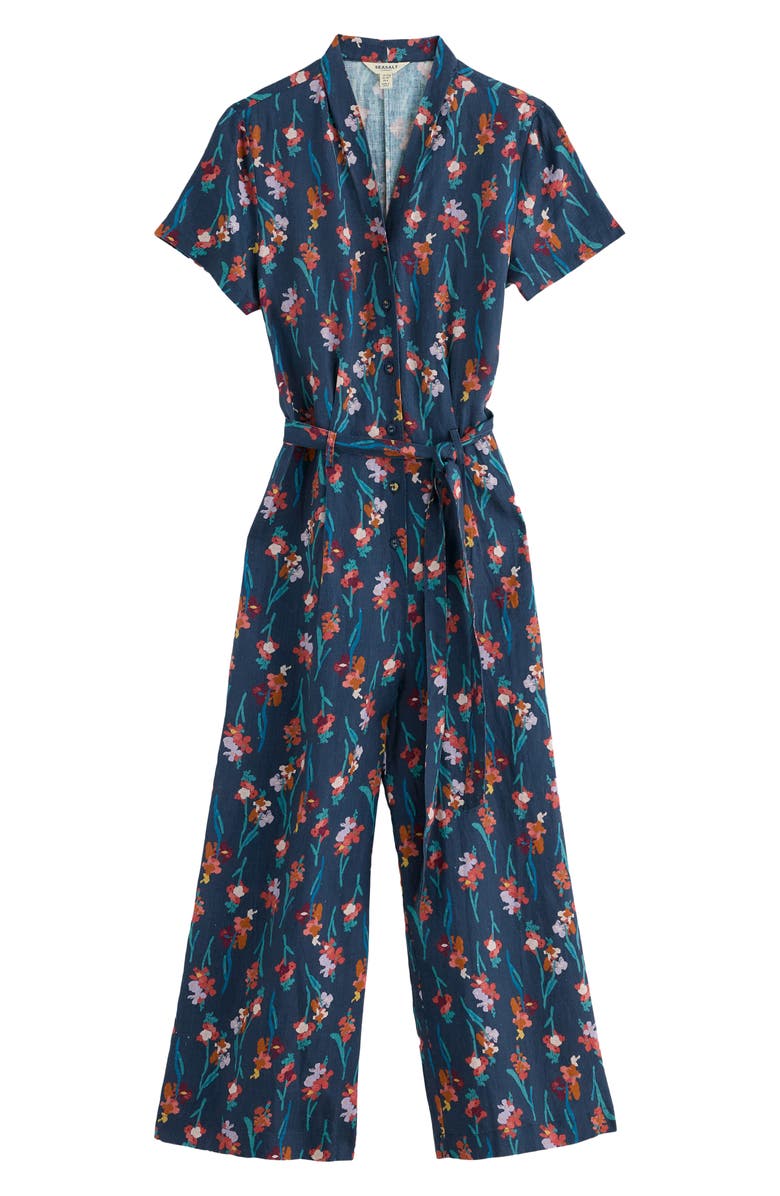 Seasalt Cornwall Treen Cove Floral Linen Jumpsuit, Alternate, color,