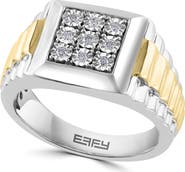 EFFY Men's Two-Tone Diamond Signet Ring