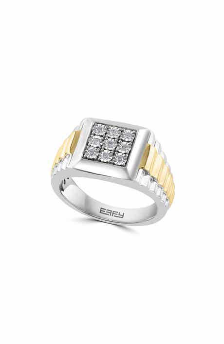 EFFY Men's Two-Tone Diamond Signet Ring