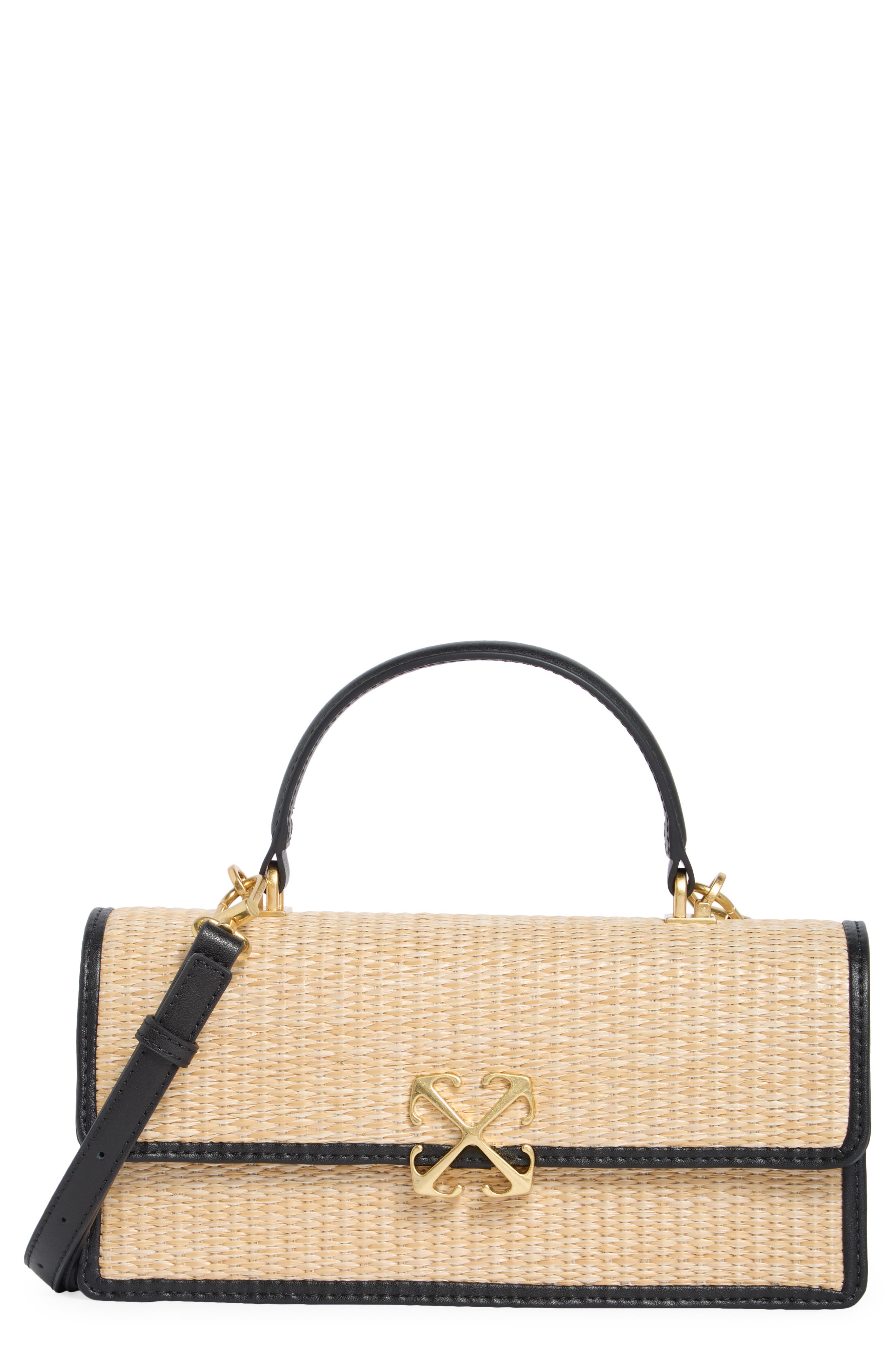 Off-White Jitney Straw East/West Top Handle Bag