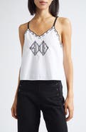 Bode Diamond Monogram Cotton Poplin Tank