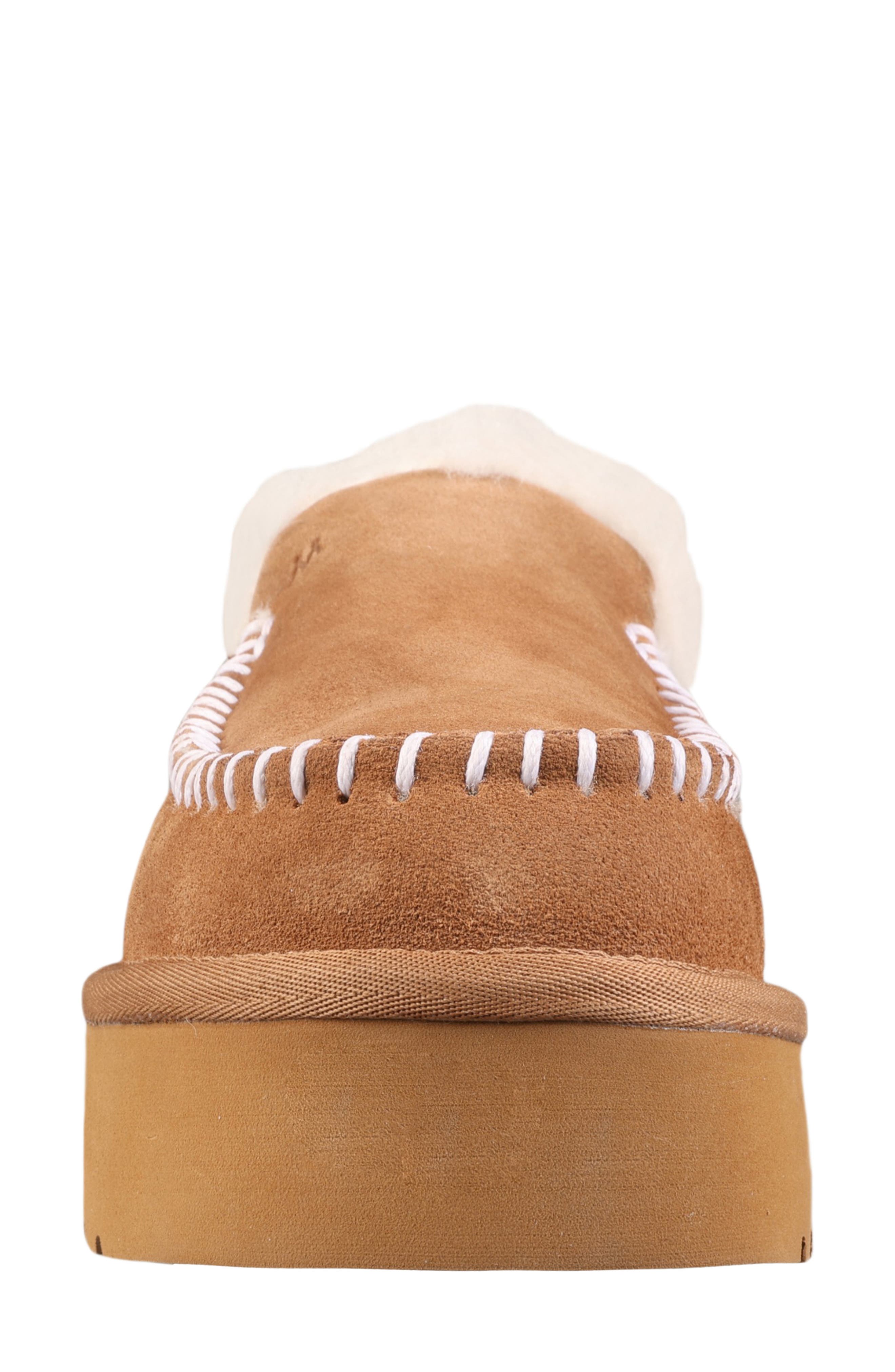 Mykos Suede Genuine Shearling Lined Water Repellent Clog, Alternate, color, Chestnut