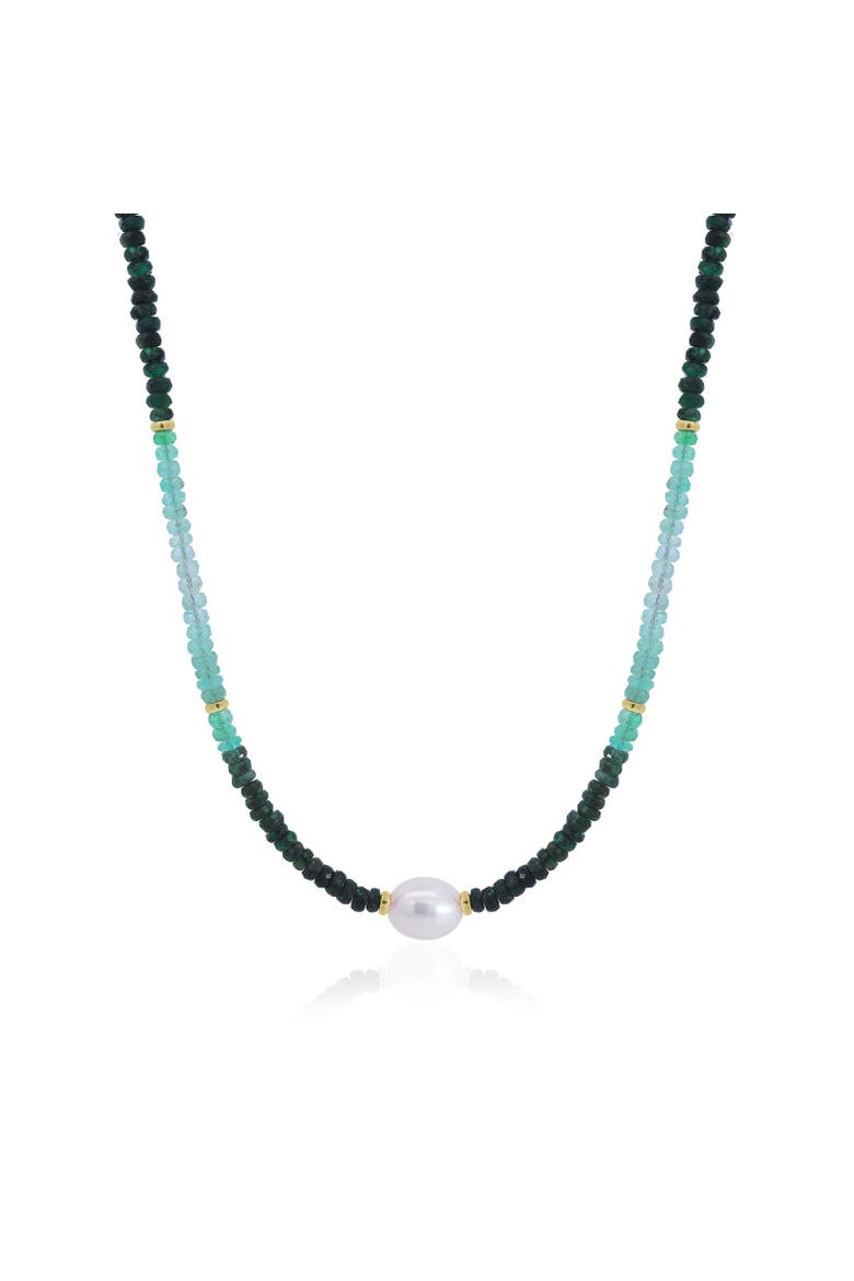 Emerald Ombre Bead Pearl Necklace, Main, color, Emerald