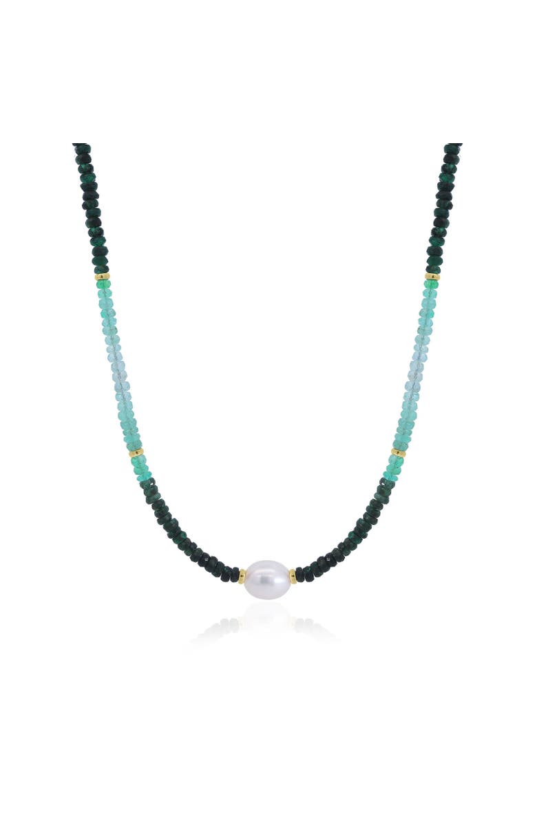 The Lovery Fine Jewelry Emerald Ombre Bead Pearl Necklace, Main, color, Emerald