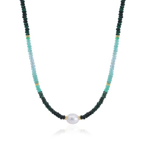 Emerald Ombre Bead Pearl Necklace