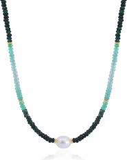 The Lovery Fine Jewelry Emerald Ombre Bead Pearl Necklace