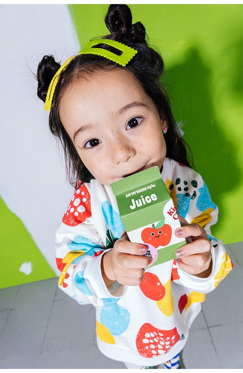 doiy Kids' Apple Juice 3D Crew Socks, Alternate, color, Blue/ Green Multicolor