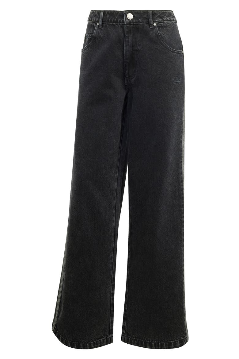 Adicolor 3-Stripes Denim Track Pants, Alternate, color, TRUE BLACK DENIM