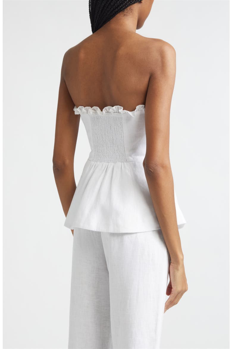 Florence Strapless Ruffle Trim Linen Peplum Top, Alternate, color, IVORY