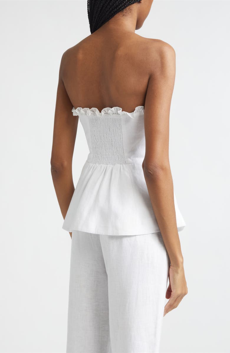 POSSE Florence Strapless Ruffle Trim Linen Peplum Top, Alternate, color, Ivory