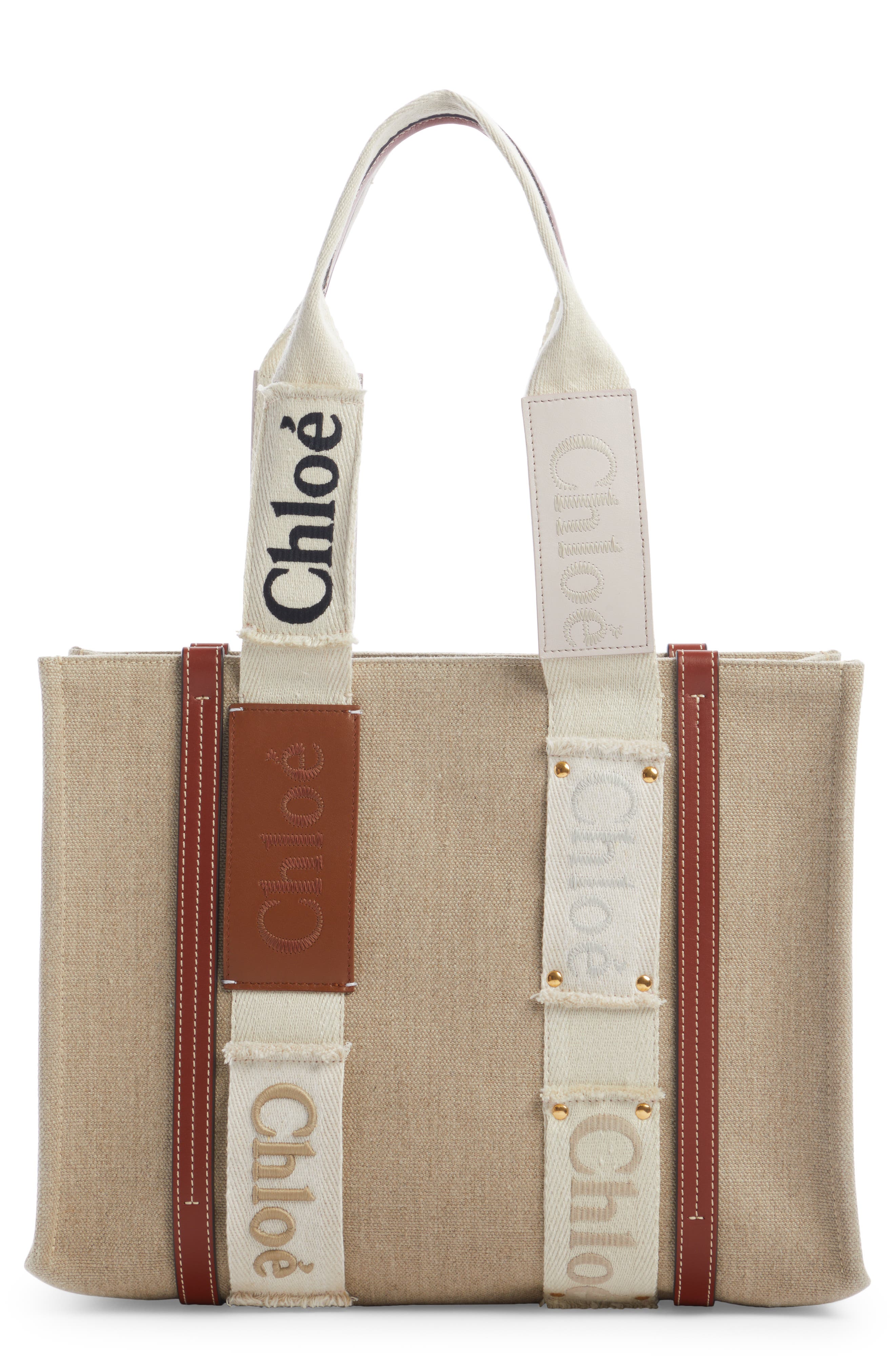 Chloé Medium Woody Mixed Media Tote, Main, color, 