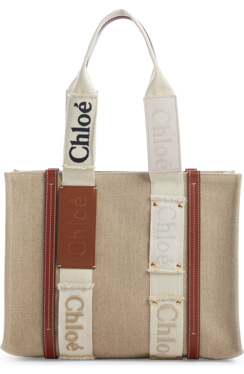 Chloé Medium Woody Mixed Media Tote, Main, color,