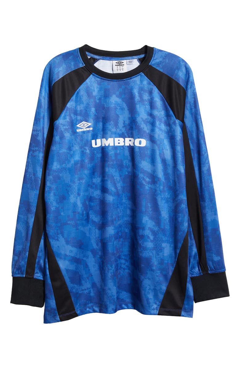 Umbro Long Sleeve Football Jersey, Alternate, color, Classic Blue/ Black