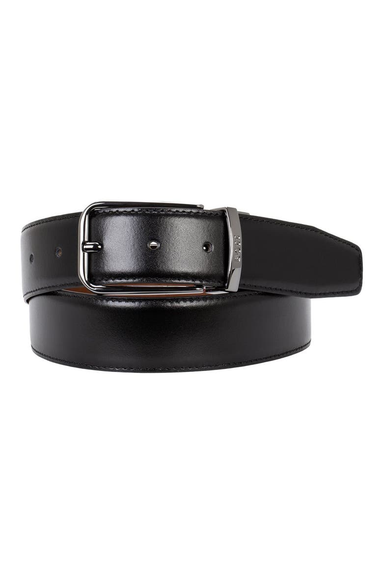 Ochuck Leather Belt, Main, color, BLACK