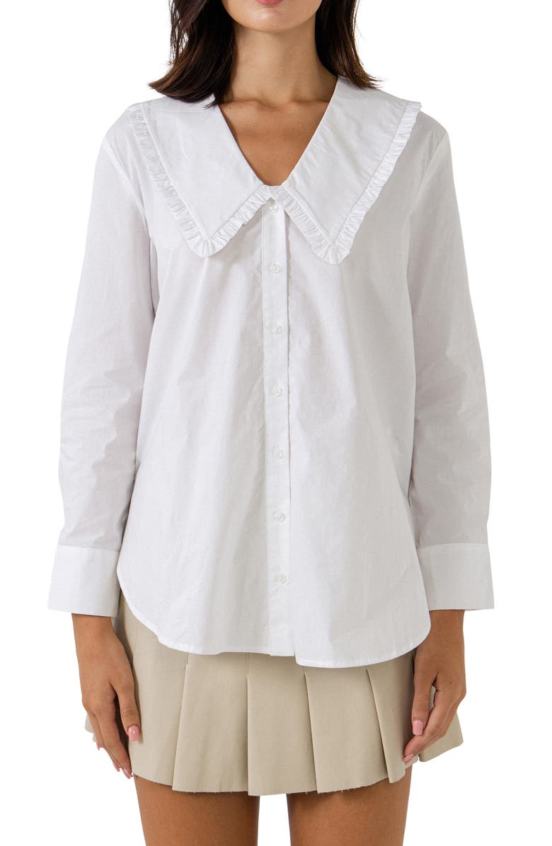 English Factory Peter Pan Collar Cotton Shirt, Alternate, color, 