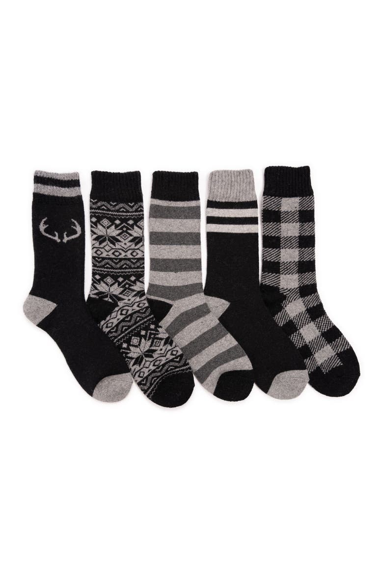 Wool Blend Socks 5 Pair Pack, Main, color, Ebony/Grey