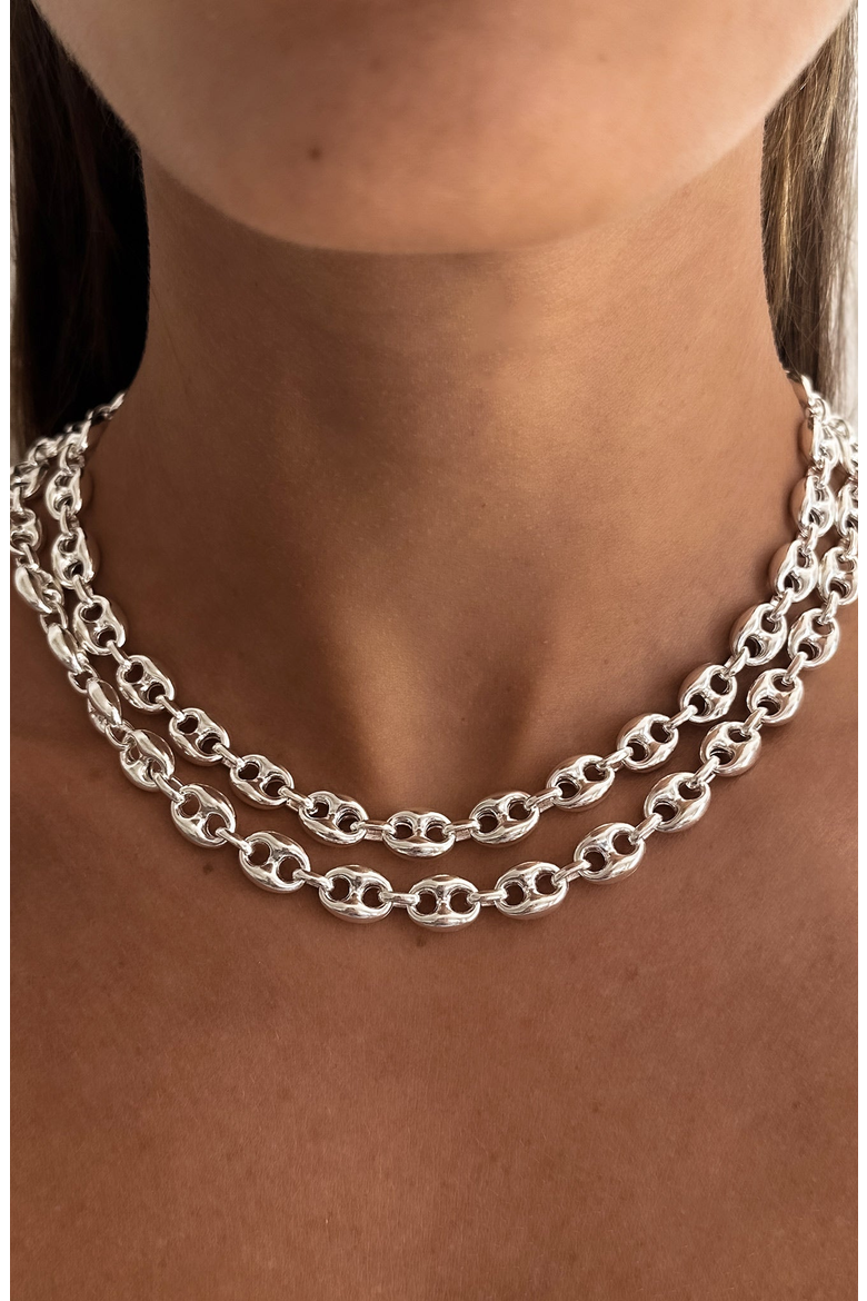 Puffed Mariner Chain Necklace, Alternate, color, Silver