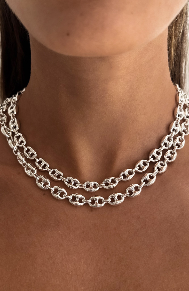 Kinn Puffed Mariner Chain Necklace, Alternate, color, Silver