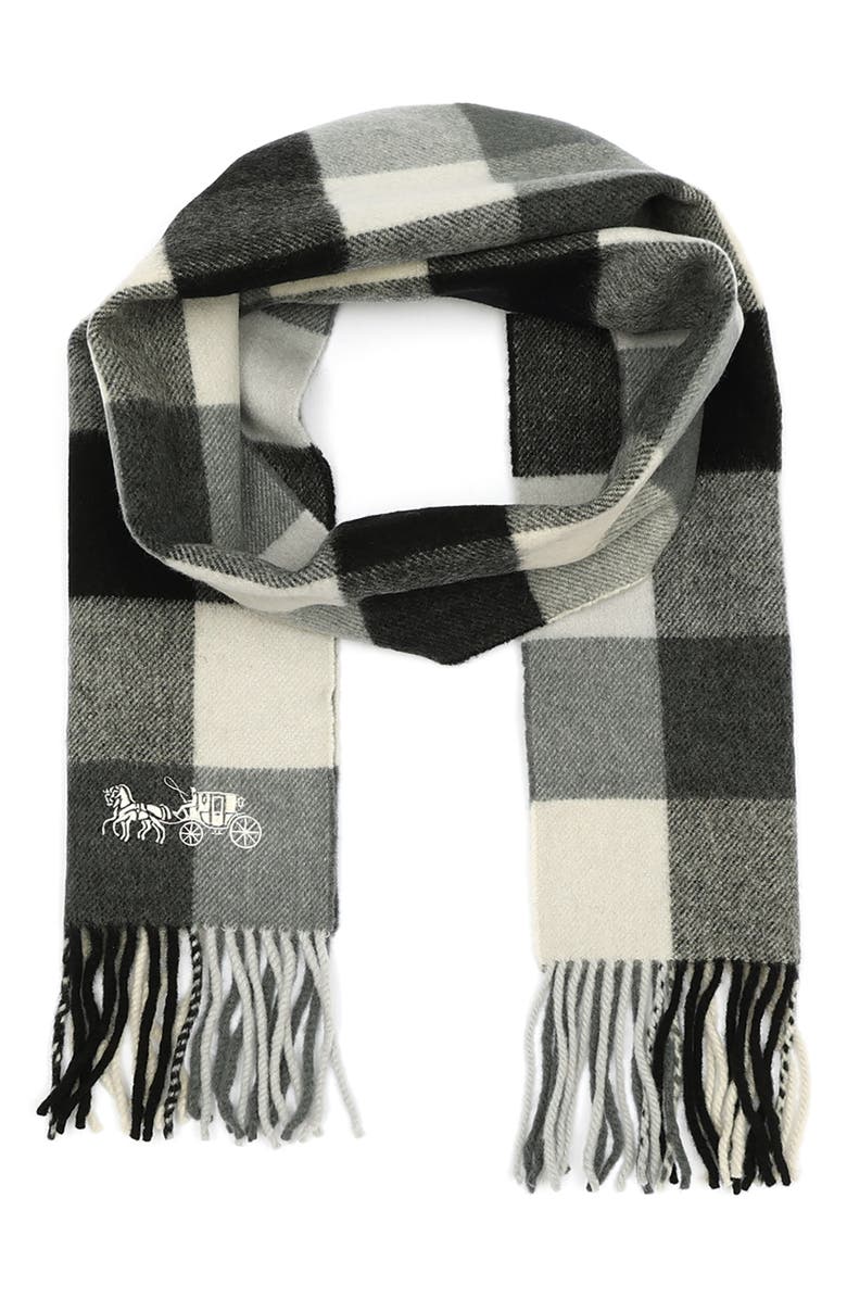 COACH Check Wool Scarf, Main, color,