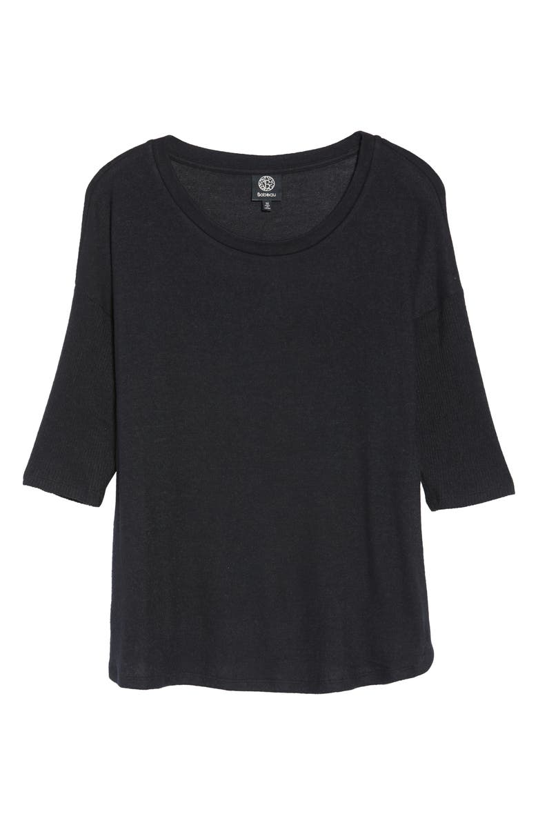 Bobeau Renee Cozy Rib Contrast Detail Top, Alternate, color, 