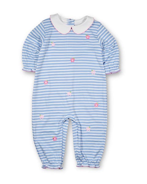 Stripe Knit Longall With Embroidered Flowers (Baby)