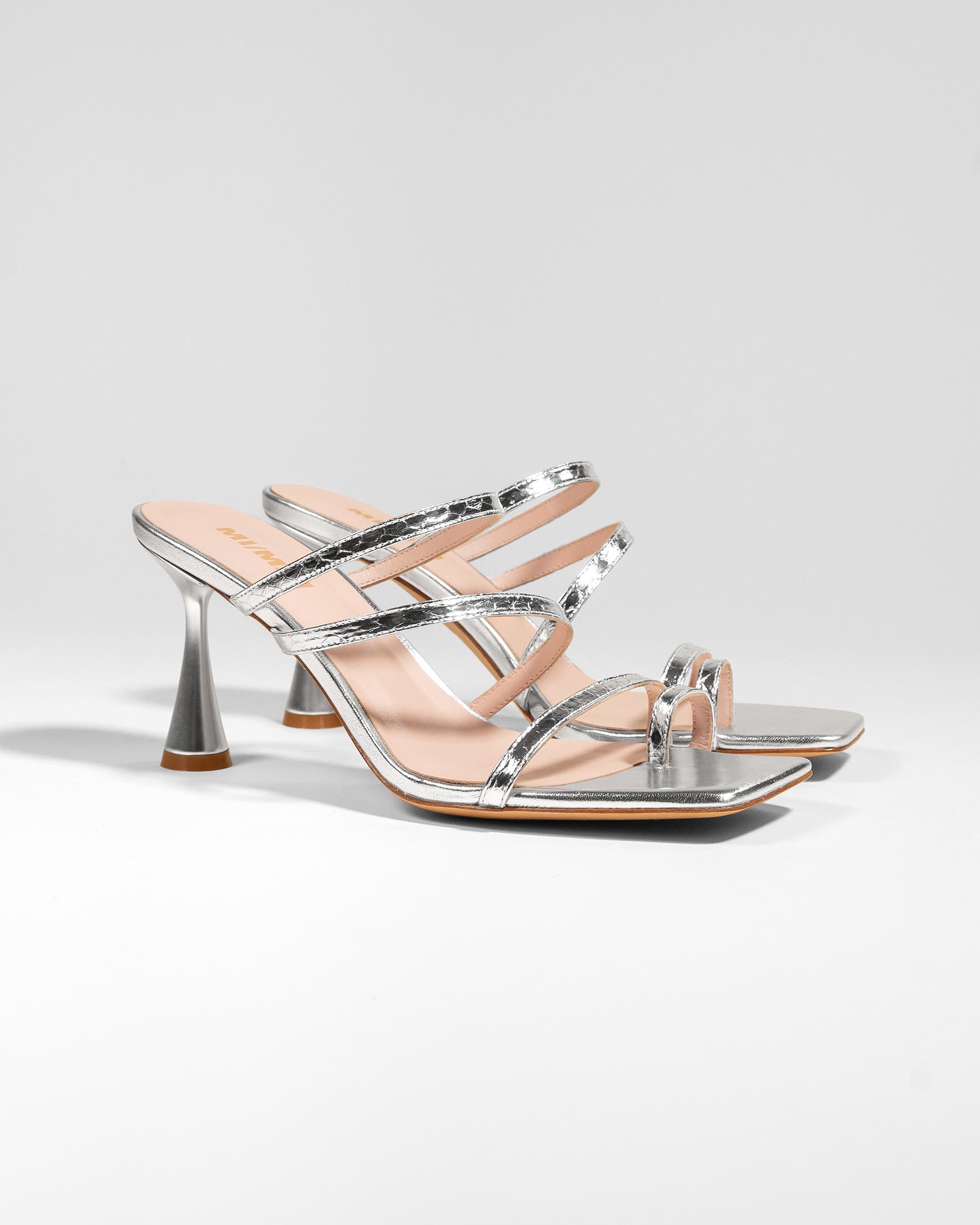Sorento Square Toe  Leather Sandal, Alternate, color, Silver