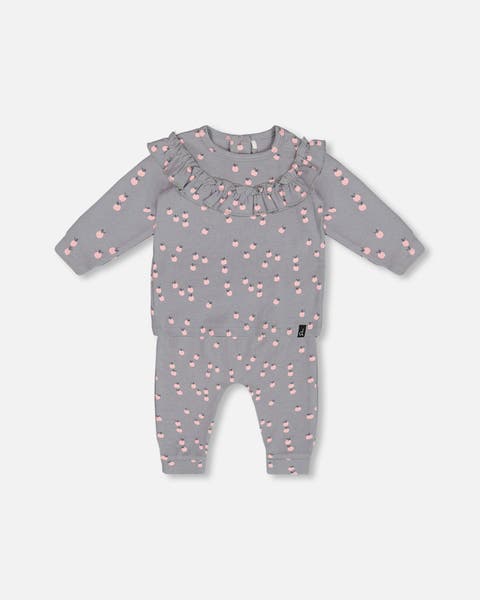 Deux Par Deux Top & Pants set - printed apples Deux Par Deux Top & Pants set - printed apples