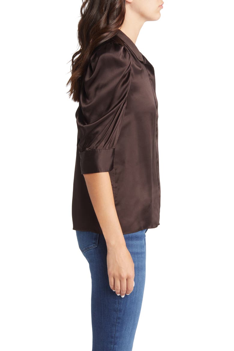 Gillian Silk Button-Up Shirt, Alternate, color, AMERICANO