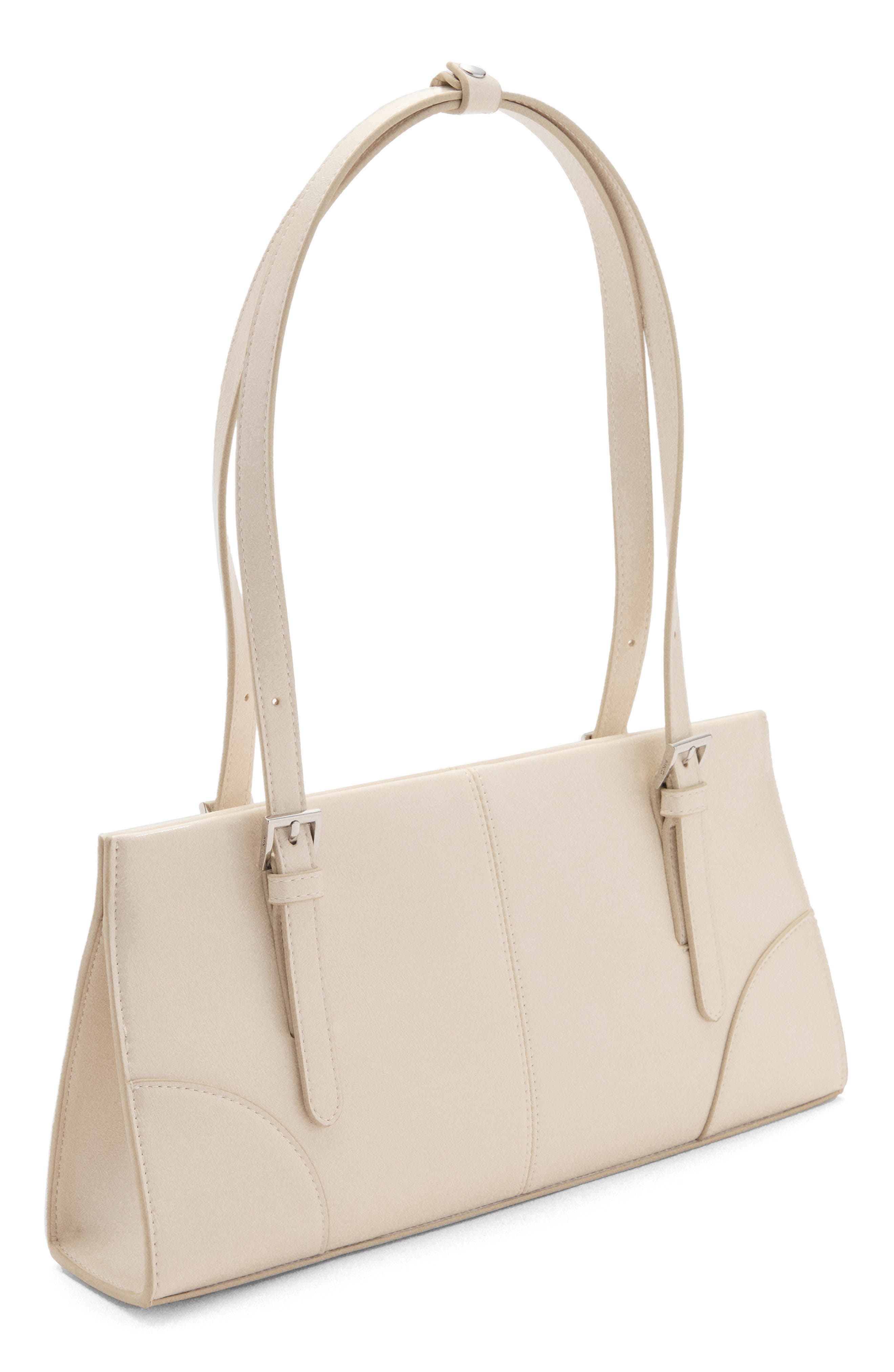 MANGO Faux Leather Shoulder Bag, Alternate, color, Off White