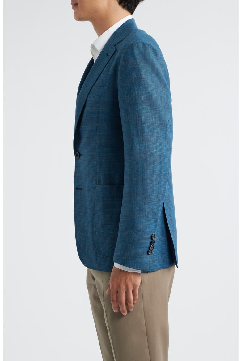 Kei Trim Fit Turquoise Mélange Shadow Plaid Super 130s Wool Sport Coat, Alternate, color, TURQUOISE