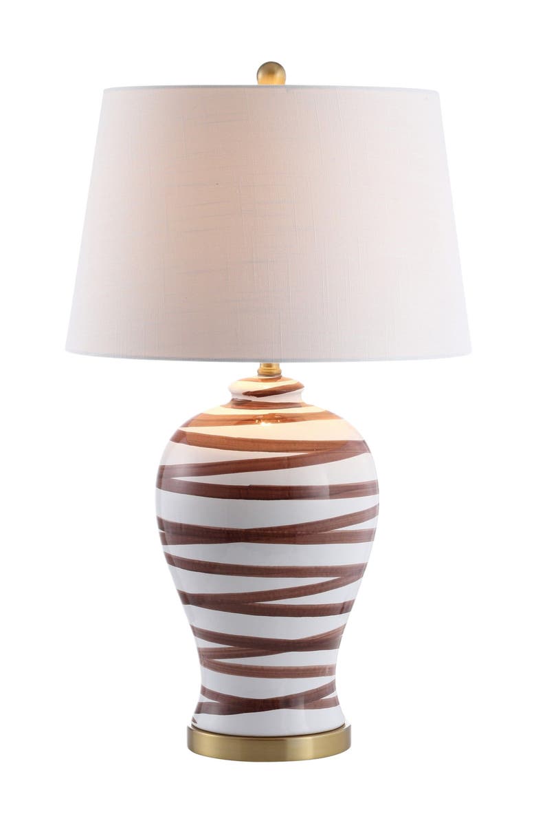 JONATHAN Y Joelie 29" Ceramic LED Table Lamp, Main, color, Brown/White