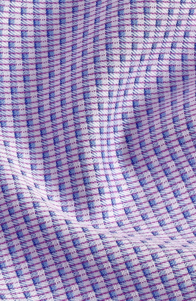 David Donahue Trim Fit Micro Dobby Cotton Dress Shirt, Alternate, color, Berry/ Blue