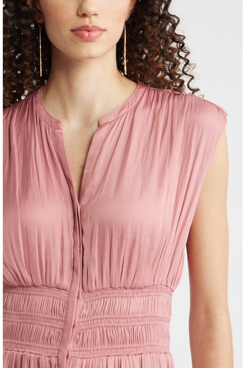 Smocked Waist Maxi Shirtdress, Alternate, color, PINK COMPACT