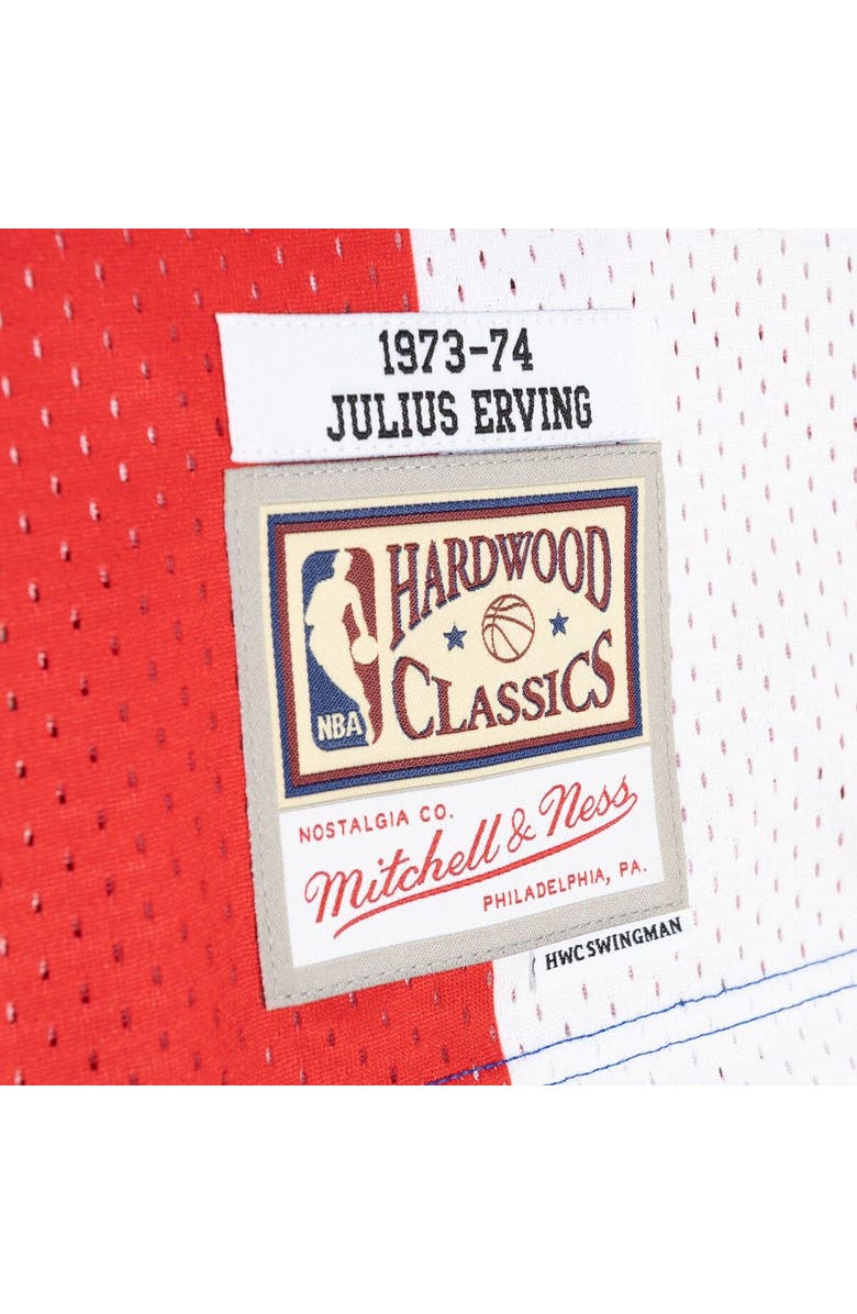 Mitchell & Ness Men's Mitchell & Ness Julius Erving Blue/Red Mitchell & Ness Hardwood Classics 1973/74 Split Swingman Jersey, Alternate, color,