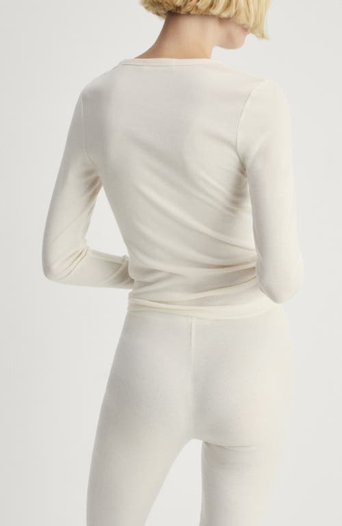 Mango Rib Long Sleeve T-shirt In Vanilla