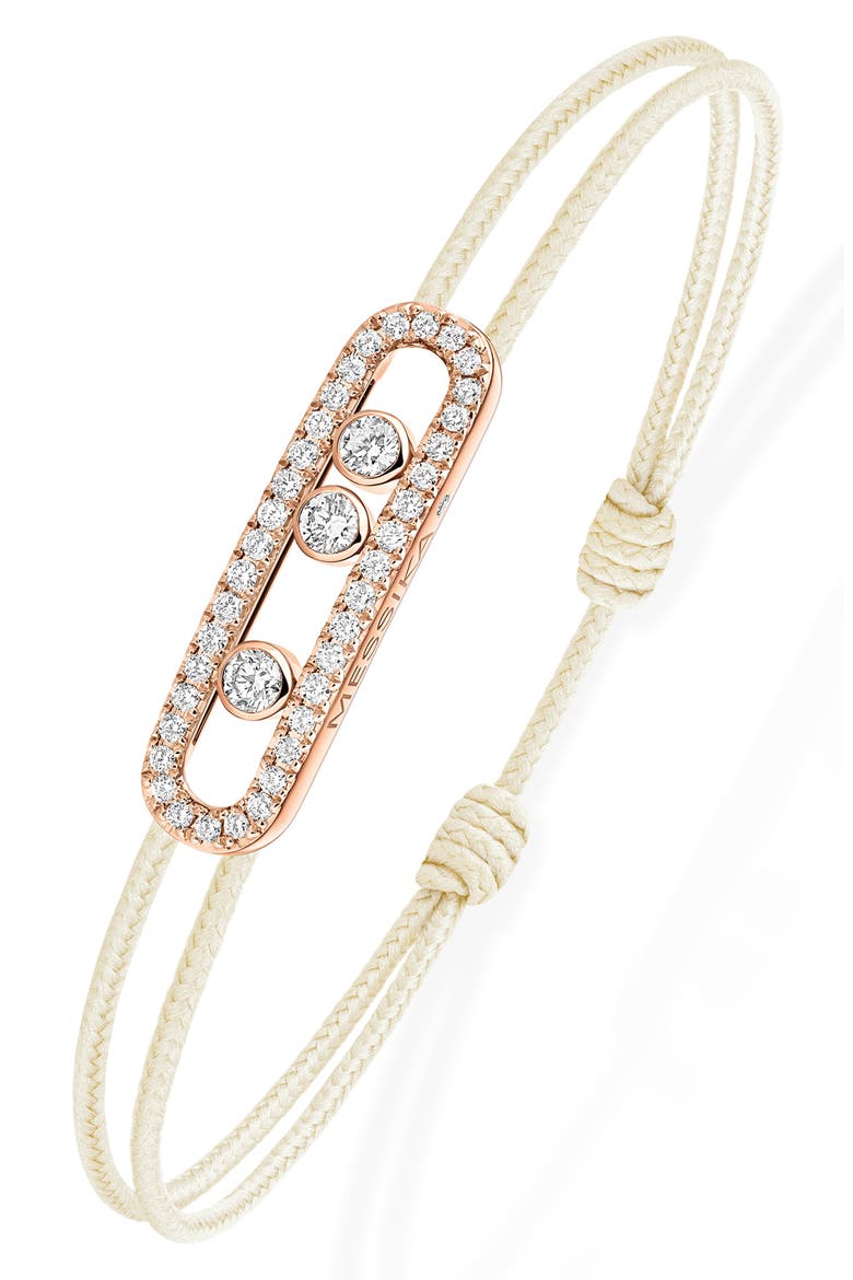 Care Pavé Diamond Cord Bracelet, Alternate, color, PINK GOLD