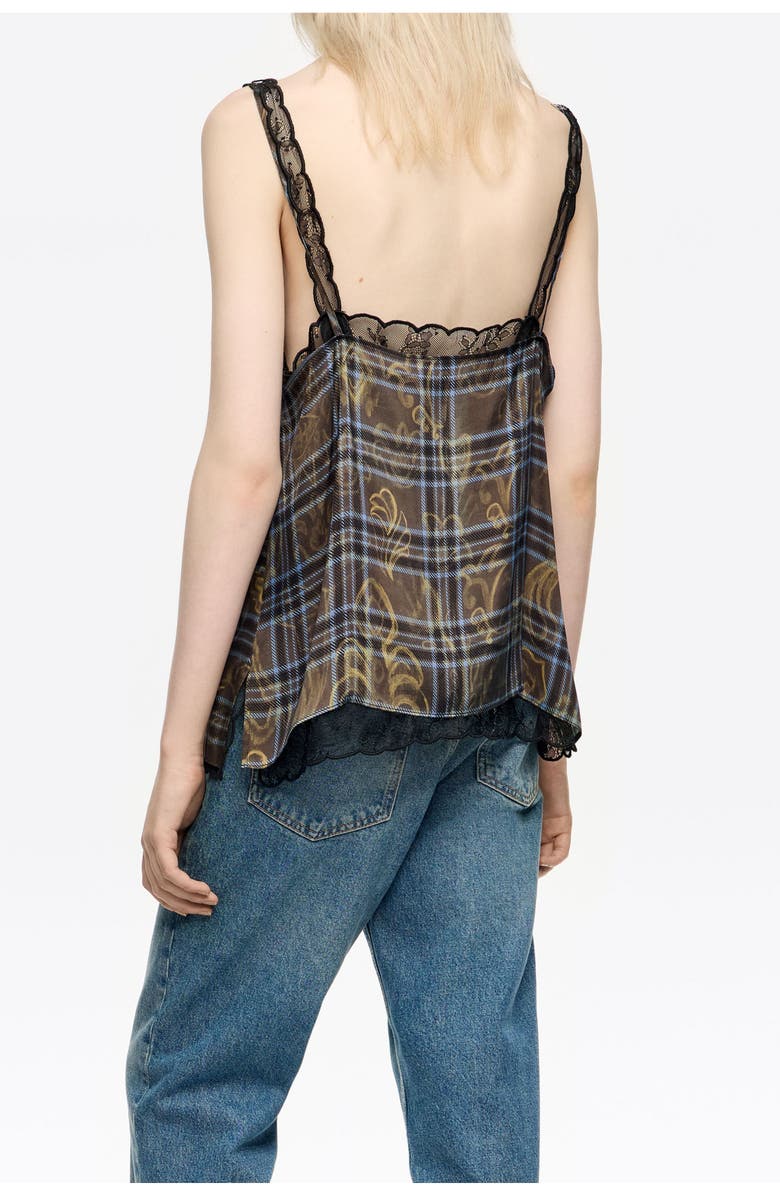 Bimba y Lola Ikatmix Lace Double-Layer Vest Top, Alternate, color, Ikatmix Blue