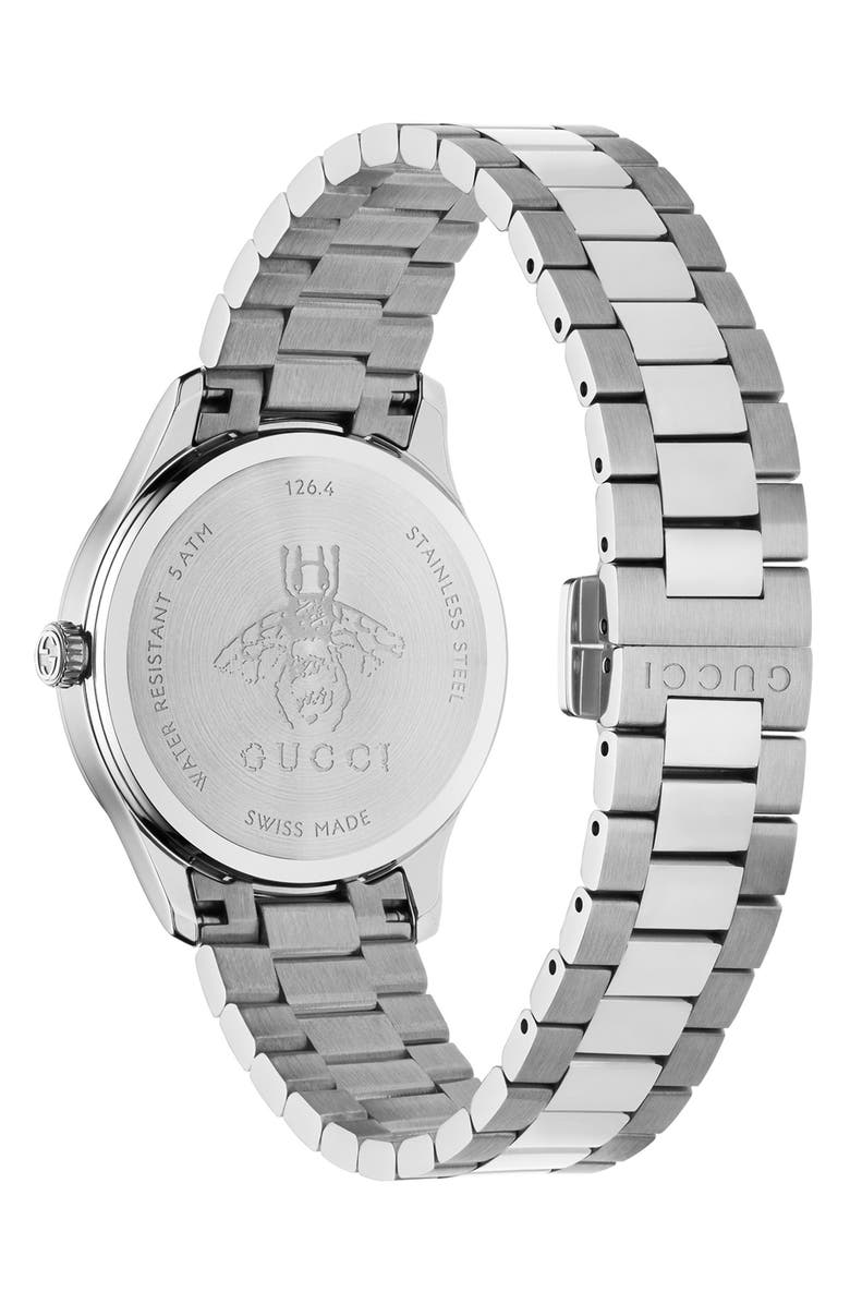 Gucci G-Timeless Bee Bracelet Watch, 32mm, Alternate, color, Black/ Silver