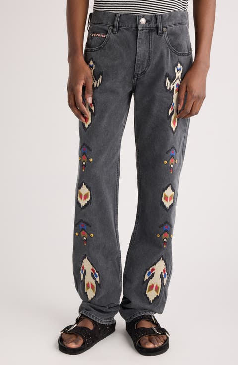 Lewys Embroidered Straight Leg Jeans