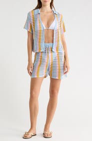 Abound Open Knit Stripe Top & Shorts Set