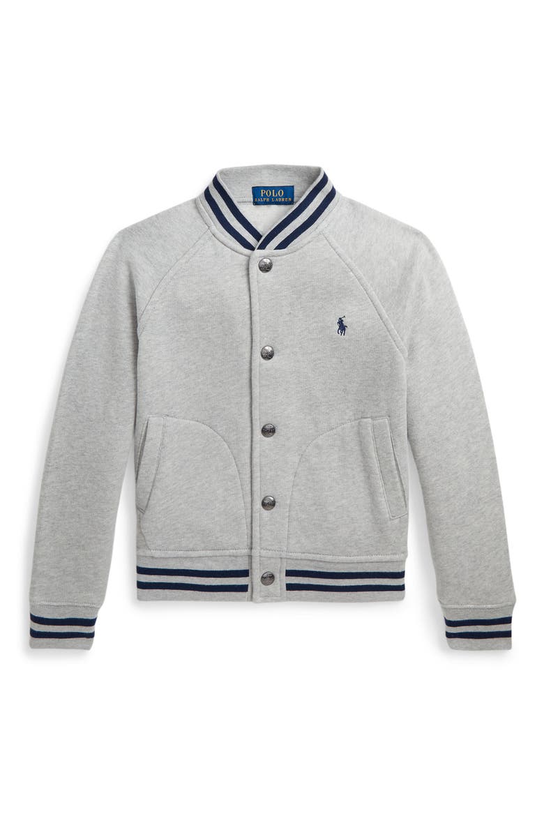 Kids' Fleece Bomber Jacket, Main, color, ANDOVER HEATHER